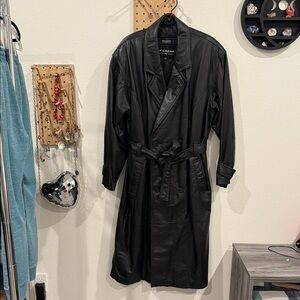 Wilsons Leather Sleek Black Trench Coat